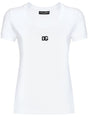 DOLCE & GABBANA White Ribbed Edge Cotton T-Shirt for Women