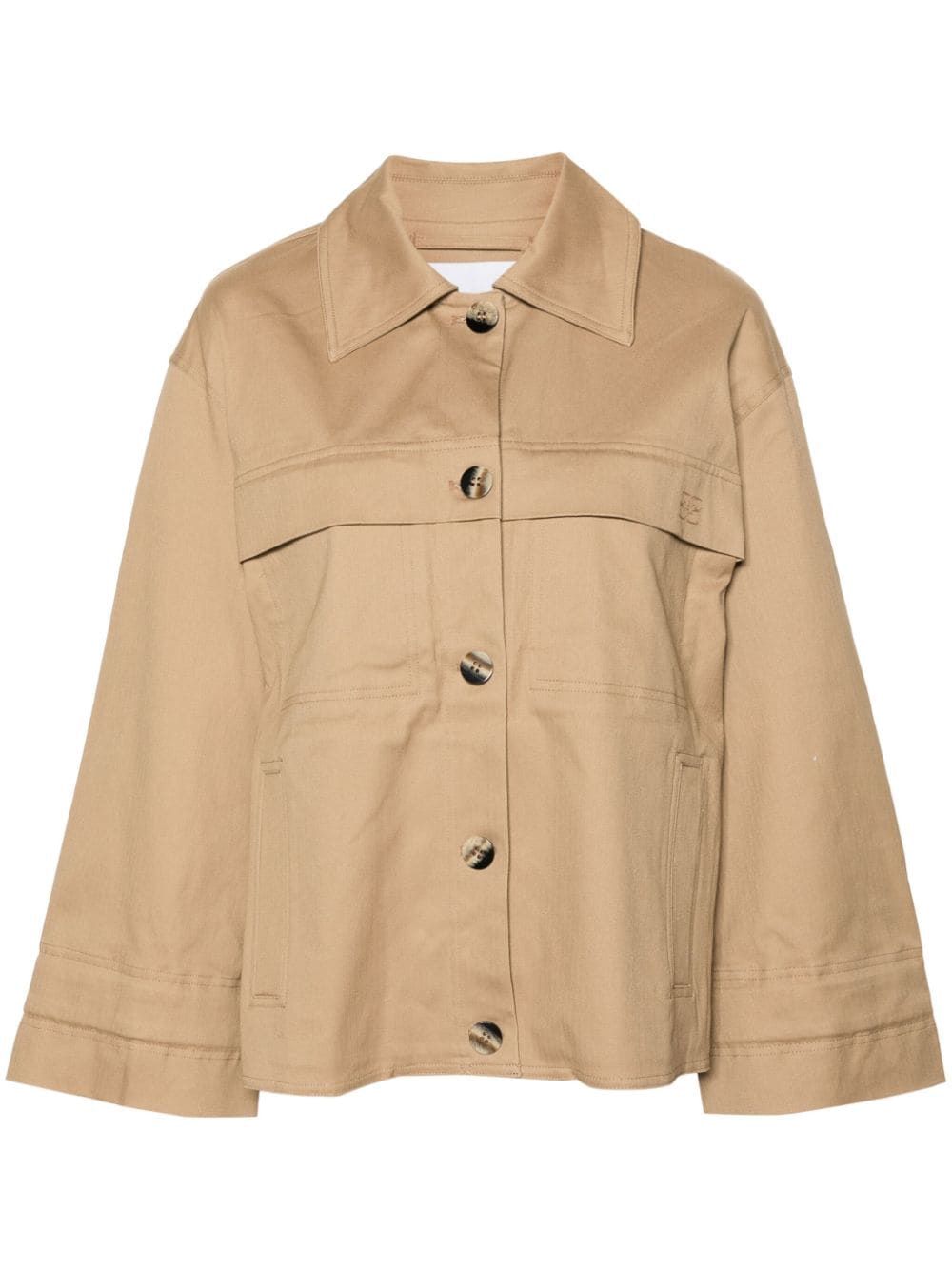 GANNI Chic Herringbone Canvas Jacket in Ocre