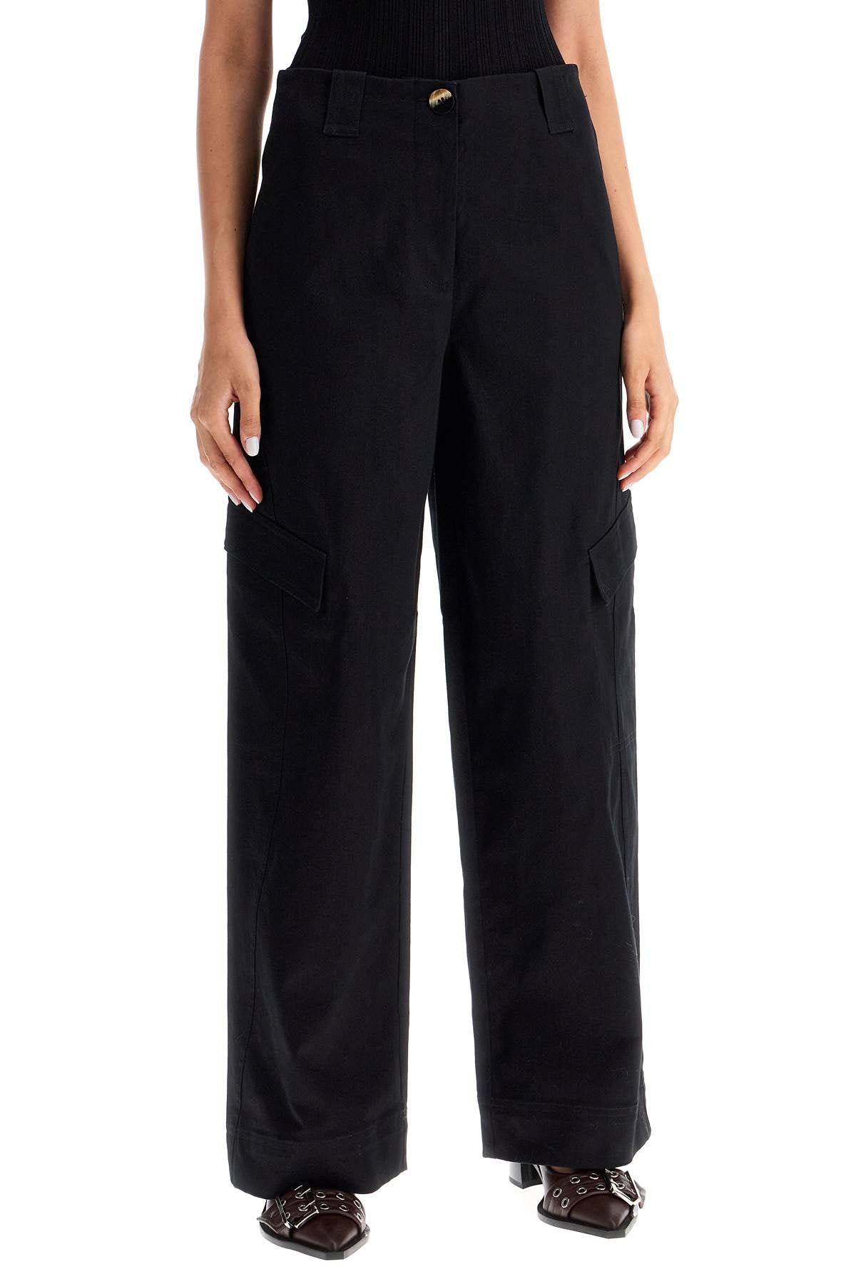 GANNI Tailored Herringbone Pants - Regular Fit, Size 38