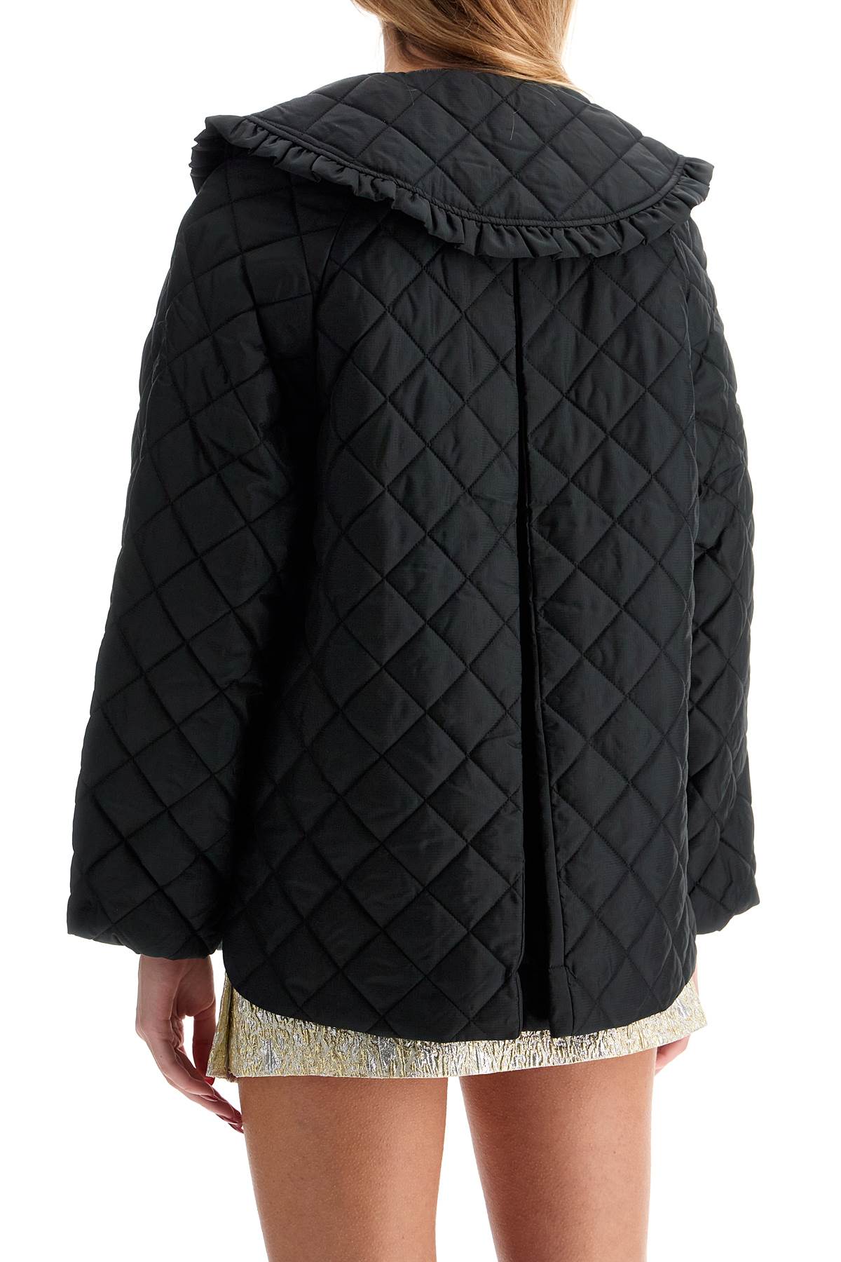 GANNI Quilted Ripstop Jacket with Exaggerated Collar