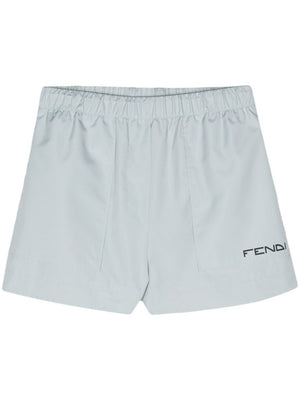 Powder Blue Nylon Shorts for Women from FENDI