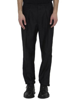 FENDI Black Cotton Blend Trousers for Men