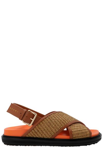 MARNI Raffia and Leather Trim Sandals