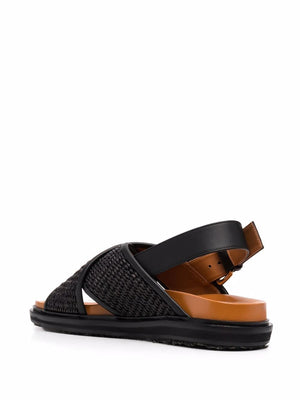 MARNI Raffia and Leather Trim Sandals