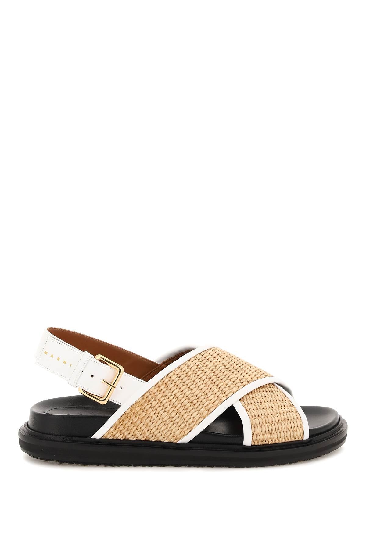 MARNI Raffia and Leather Trim Sandals