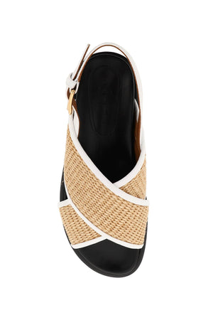 MARNI Raffia and Leather Trim Sandals