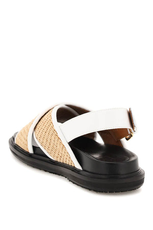 MARNI Raffia and Leather Trim Sandals