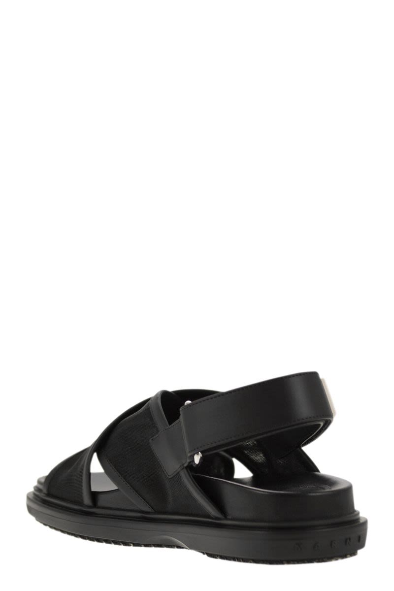 MARNI Black Leather Criss-Cross Sandals for Women