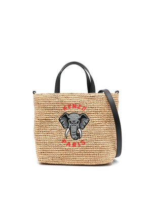 KENZO Elephant Embroidered Logo Tote Handbag 28X21X11 CM