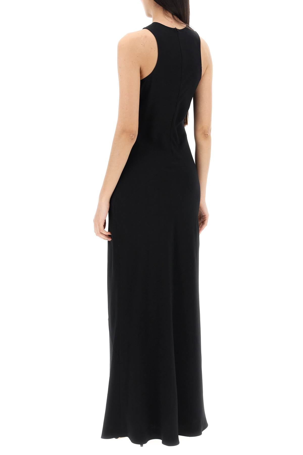 AMI PARIS Maxi Crepe Dress with Bias Cuts - Size 36