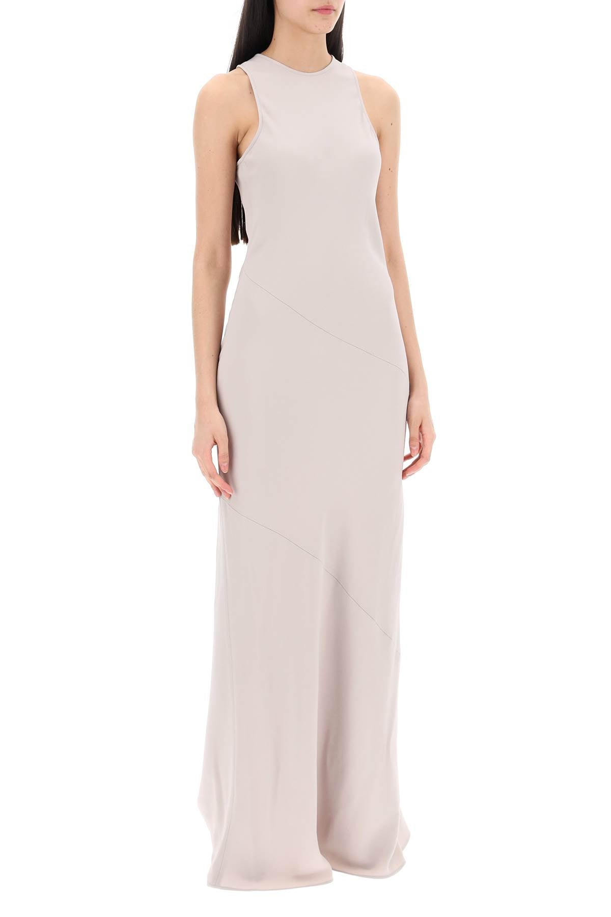 AMI PARIS Maxi Crepe Dress with Bias Cuts - Size 36