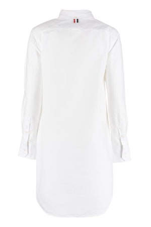 THOM BROWNE Sophisticated White Cotton Thigh-Length Shirtdress