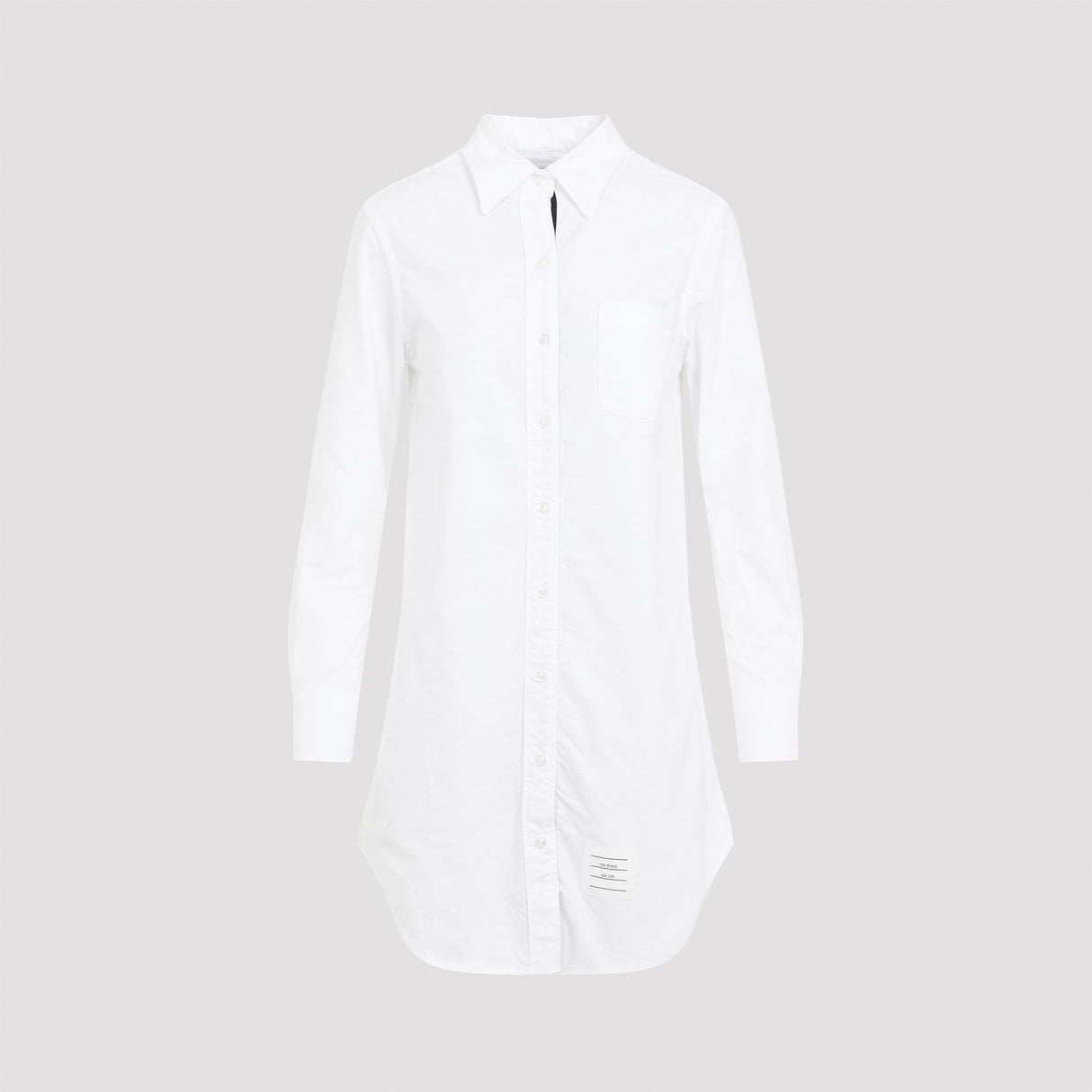 THOM BROWNE Sophisticated White Cotton Thigh-Length Shirtdress