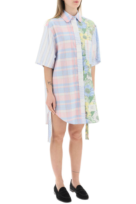 THOM BROWNE Multicolor Women's Shirtdress with Check Motif and Floral Print