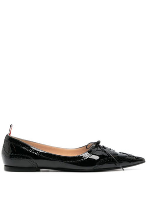 THOM BROWNE Pointed-Toe Patent Leather Loafers for Women