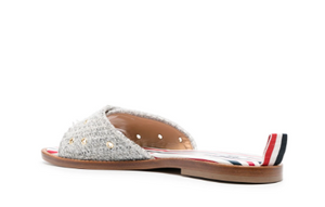 THOM BROWNE Embossed-Button Tweed Flat Sandals for Women