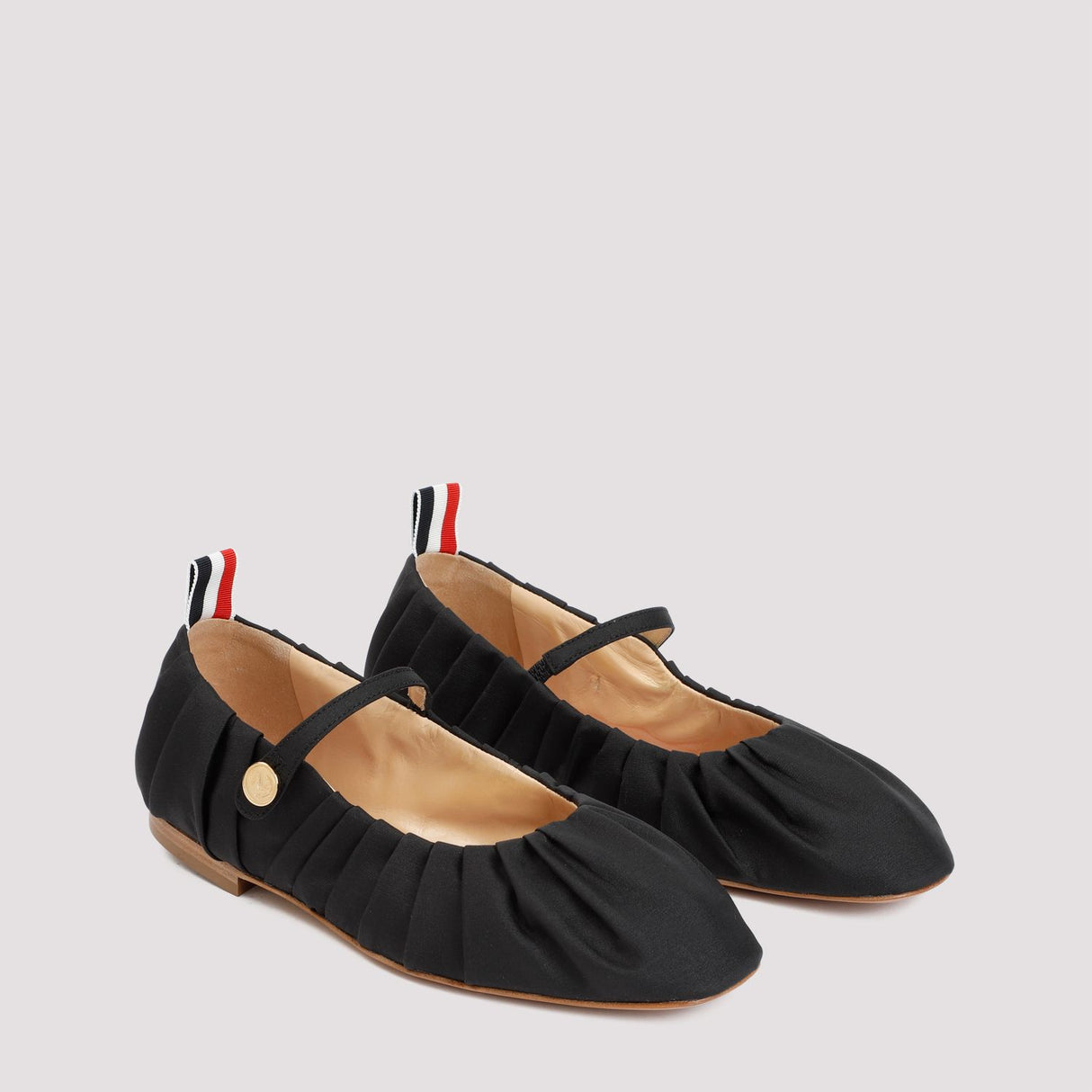 THOM BROWNE Black Silk Ballerina Flats for Women - SS24 Collection