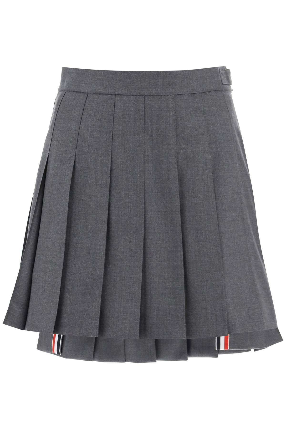 THOM BROWNE Gray Wool Pleated Mini Skirt for Women | FW24 Season