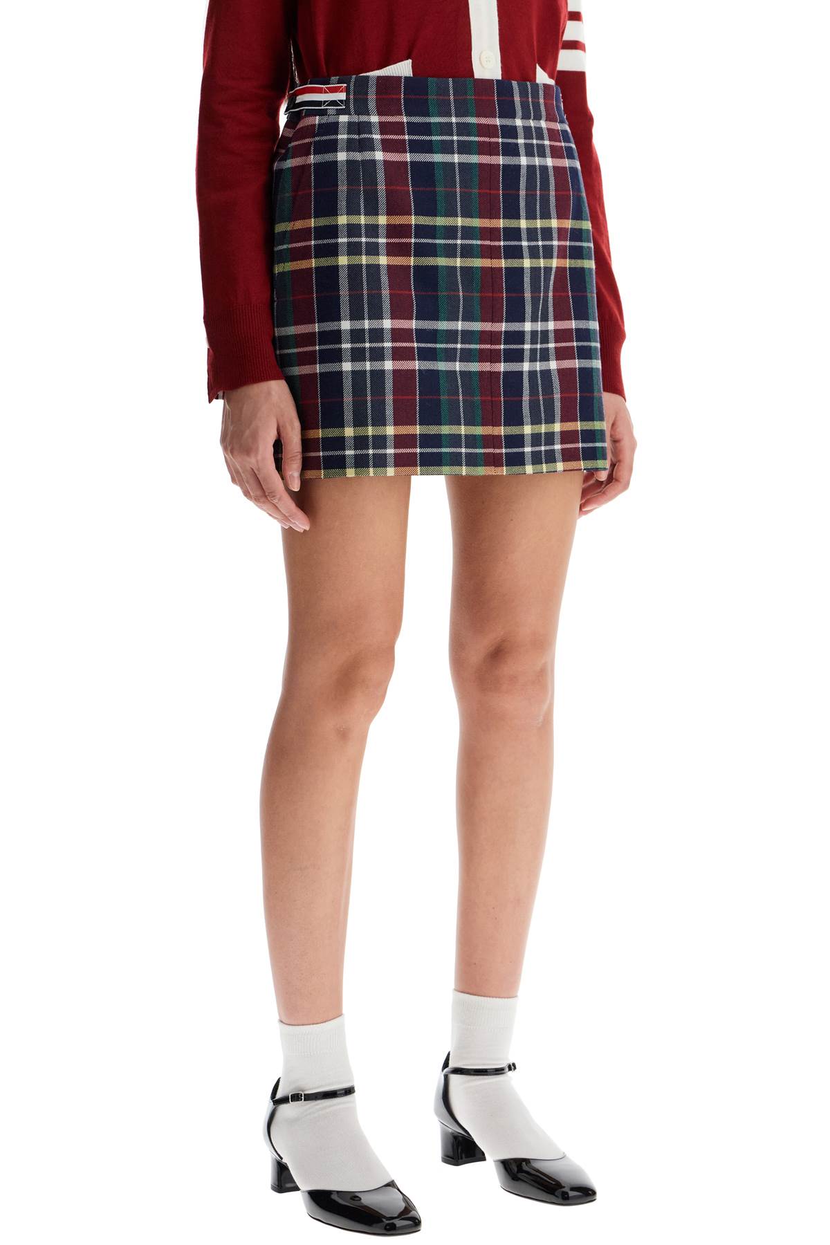 THOM BROWNE Wool Twill Tartan Mini Skirt