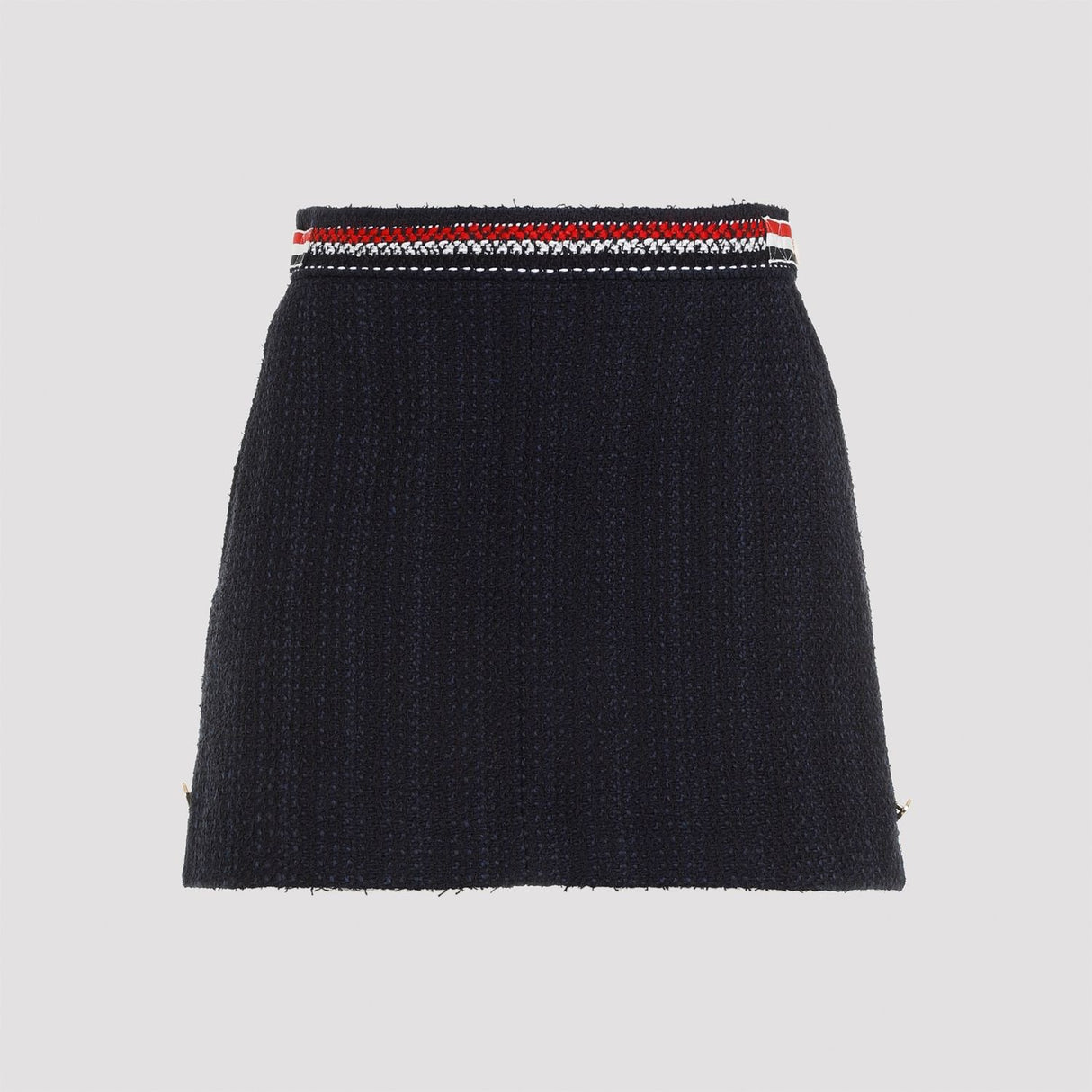 THOM BROWNE Elegant Thigh-Length Side Tab Skirt