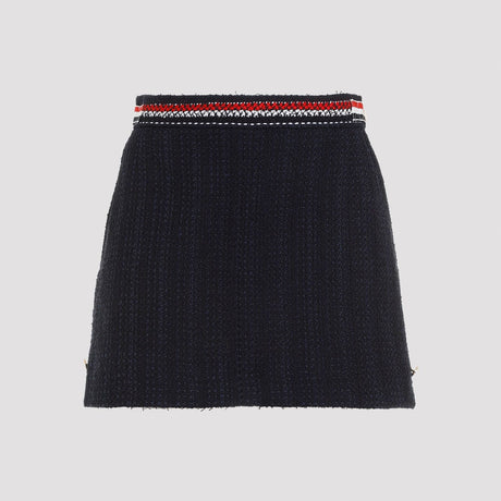 THOM BROWNE Elegant Thigh-Length Side Tab Skirt