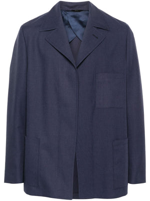 FENDI Men's Navy Single-Breasted Wool Jacket for SS24