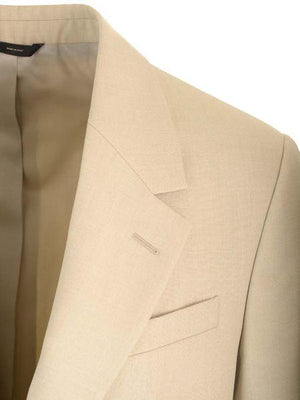 Men's Beige Single-Breasted Two-Button Blazer by FENDI SS24