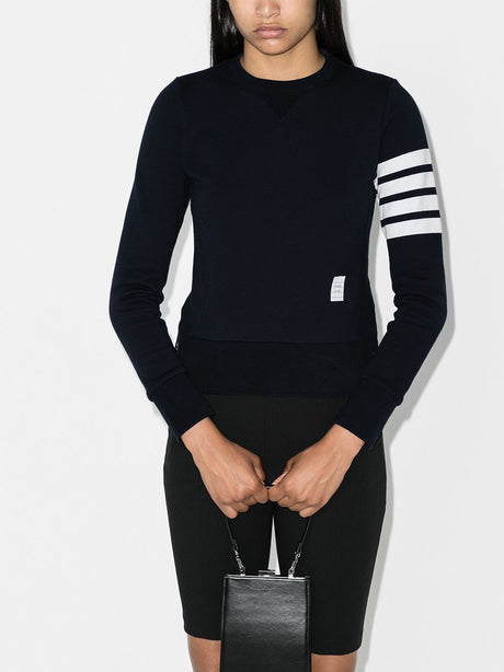 THOM BROWNE Four-Bar Stripe Cotton Sweatshirt for Women from FW23 Collection