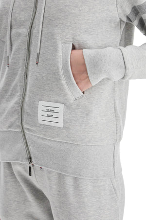 THOM BROWNE Soft Grey 4-Bar Hoodie with Zipper for Women