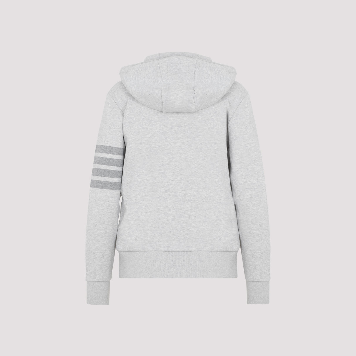 THOM BROWNE Soft Grey 4-Bar Hoodie with Zipper for Women