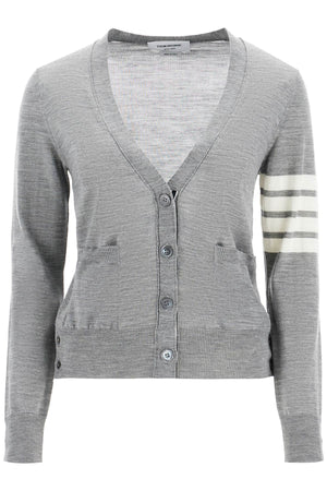 THOM BROWNE Blue Relaxed Fit V-Neck Cardigan for Women