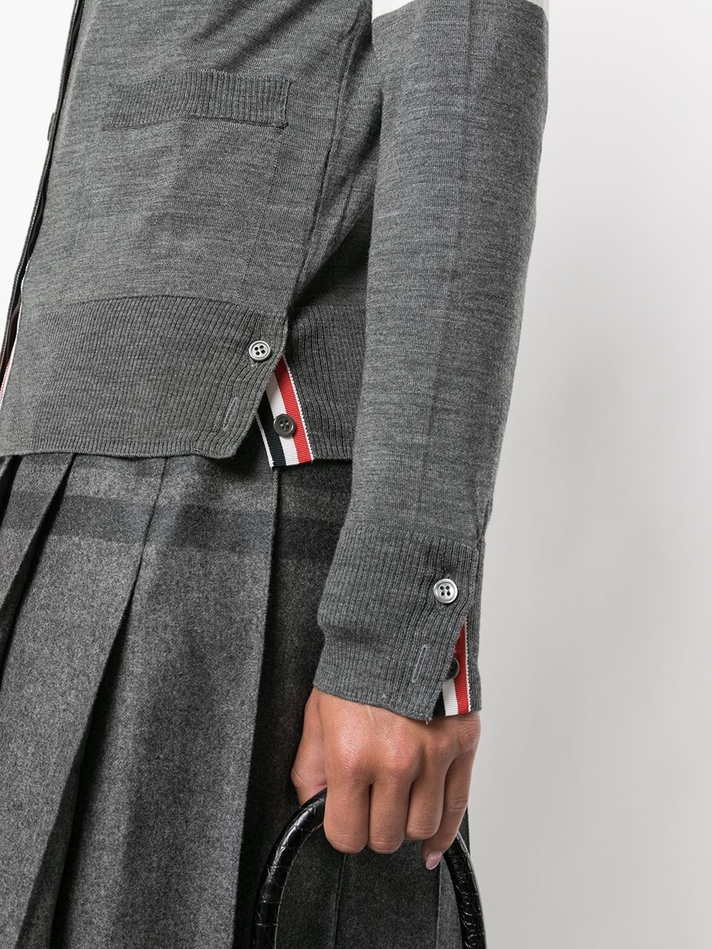 THOM BROWNE Classic V-Neck Wool Cardigan with 4-Bar Detail