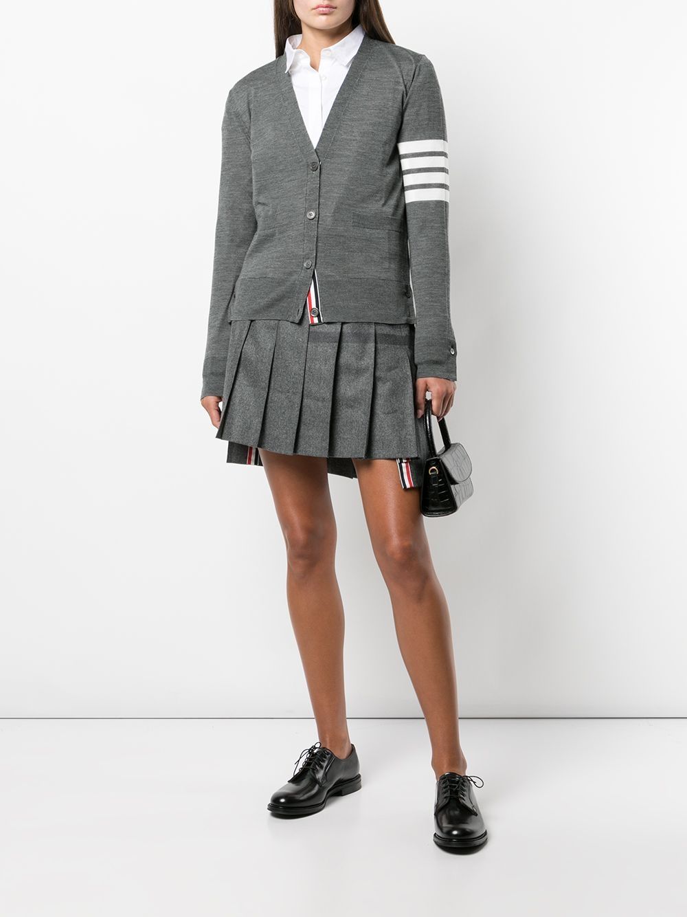 THOM BROWNE Classic V-Neck Wool Cardigan with 4-Bar Detail