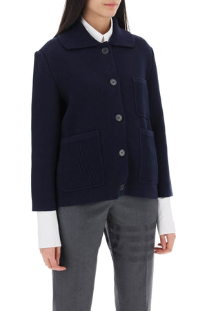 THOM BROWNE RWB Stripe Knit Jacket for Women in Blue - SS24 Collection