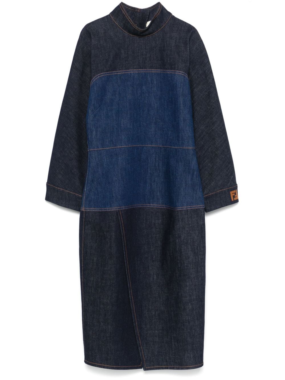 FENDI Bicolor Denim Midi Dress for Women