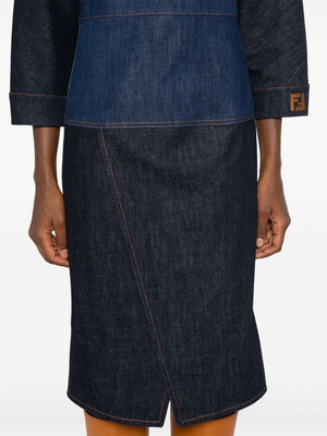 FENDI Bicolor Denim Midi Dress for Women