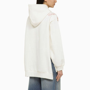 MARNI White Embroidered Cotton Sweatshirt with Wavy Poppy Logo for Women