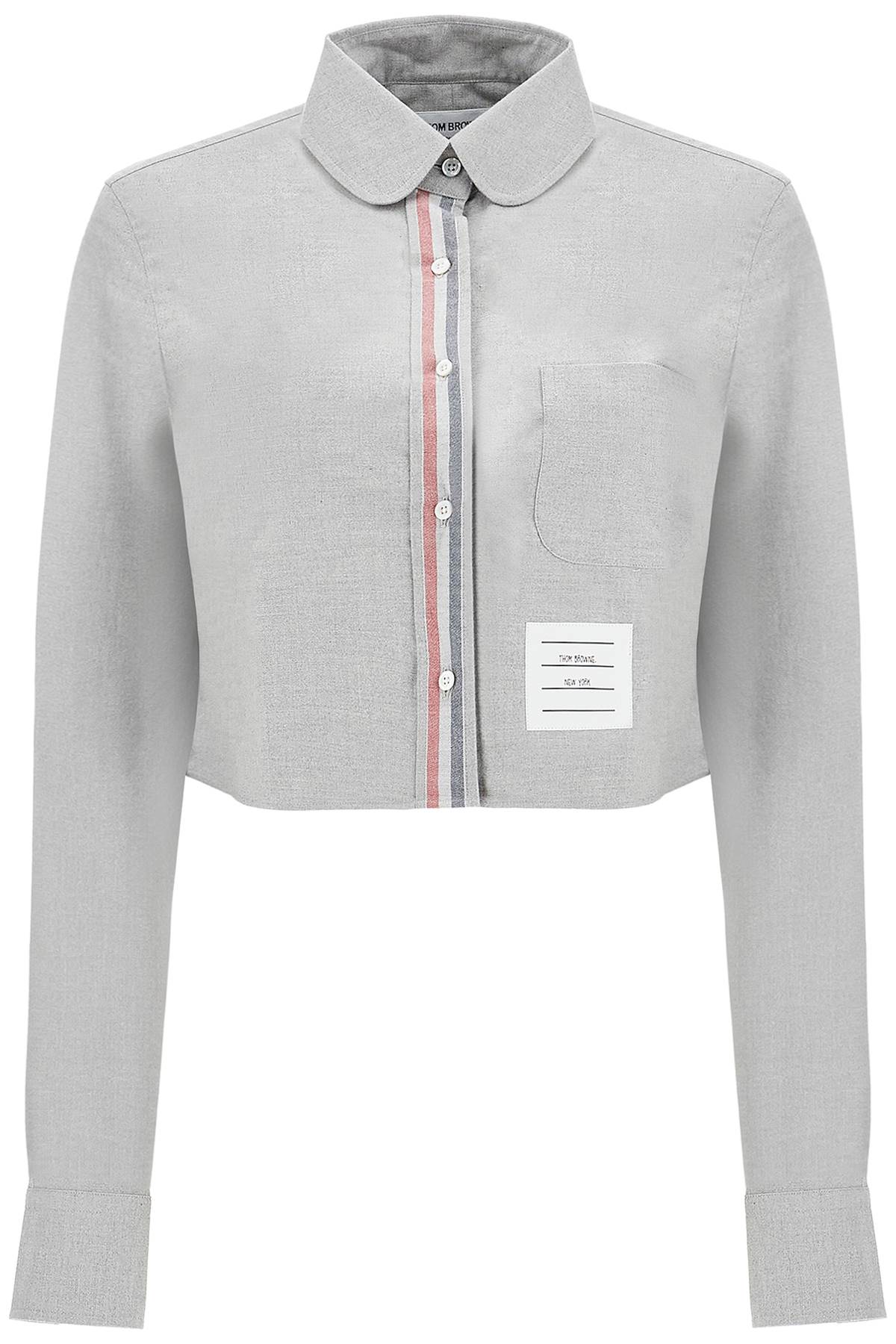 THOM BROWNE Cropped Flannel Shirt for Women - Fall '24