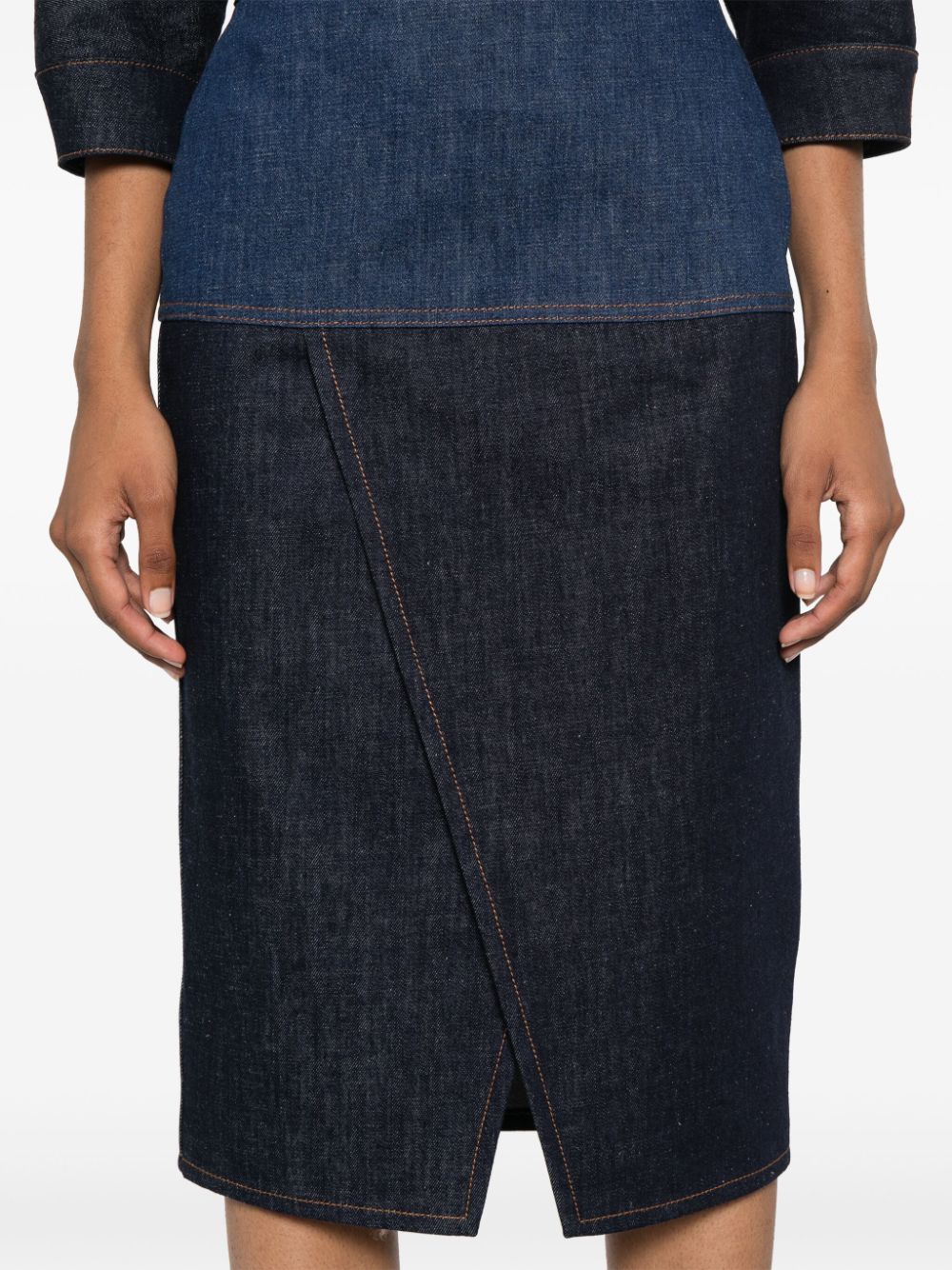 FENDI Two-Tone Denim Midi Skirt for Women