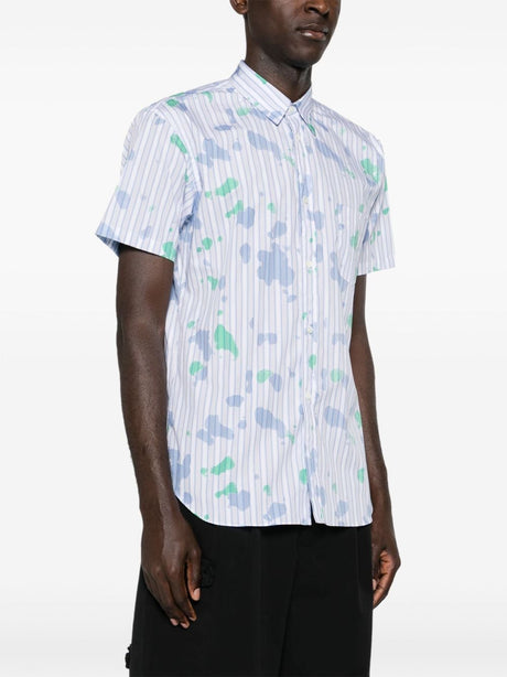 COMME DES GARÇONS Men's Printed Blue Cotton Shirt for SS24