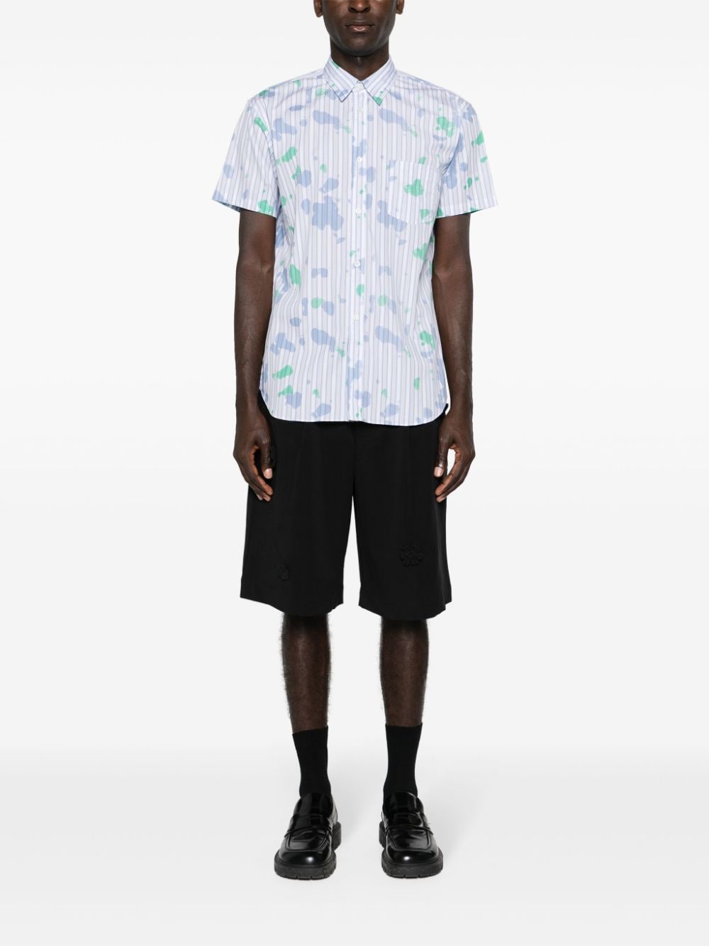 COMME DES GARÇONS Men's Printed Blue Cotton Shirt for SS24