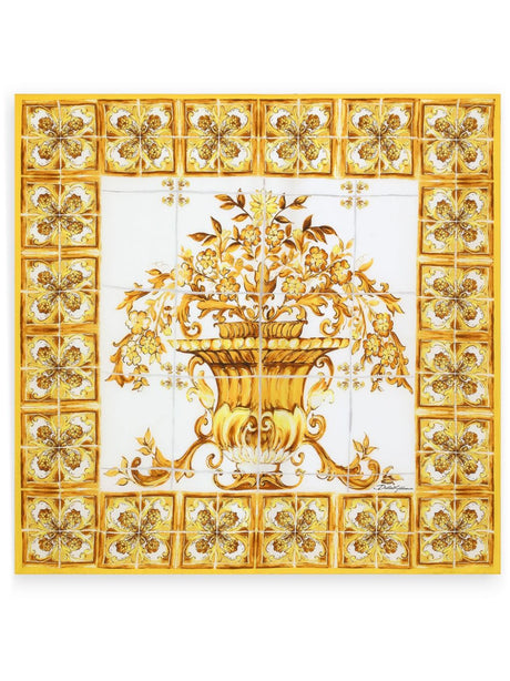 DOLCE & GABBANA Majolica Yellow Silk Square Scarf