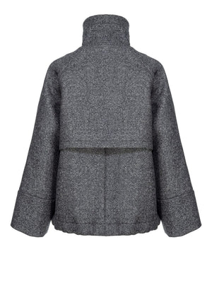 PINKO High Neck Grey Wool Blend Sweater