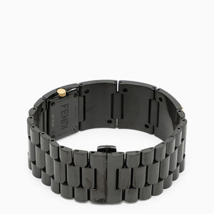 FENDI Black Metal Bracelet Watch with Gold and Stainless Steel Logo for Women