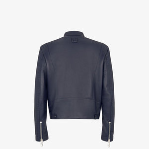 FENDI Blueberry Leather Outerwear Jacket