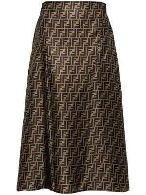 FENDI Signature FF-Pattern Print Midi Skirt