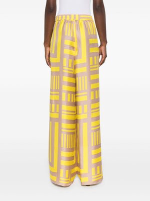 FENDI High-Waisted Labyrinth-Print Silk Trousers