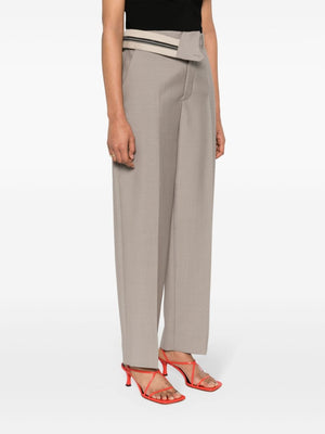 FENDI Asymmetrical Belted Mohair Pants in Ash