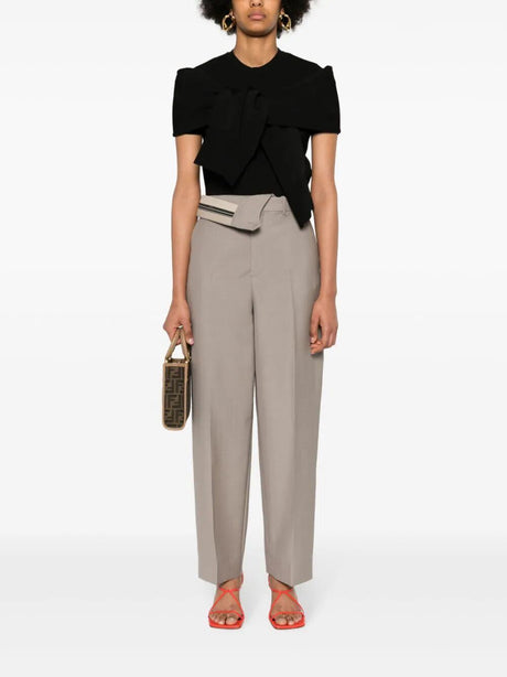 FENDI Beige Asymmetric Carrot-Fit Trousers for Women