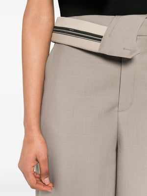 FENDI Beige Asymmetric Carrot-Fit Trousers for Women